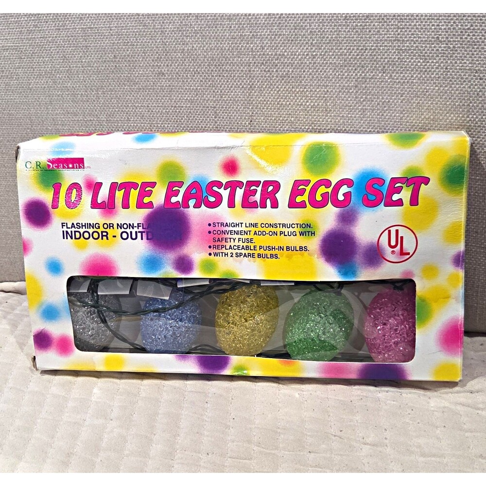 Vintage C.R. Seasons 10 Lite Easter Egg String Light Set